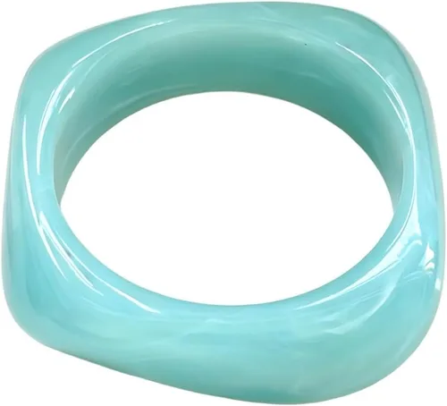 Vista 9 de Fuqimanman2020 Pulsera cuadrada irregular de resina acrílica retro colorida gruesa geométrica para mujer Verde