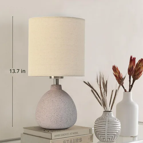 Vista 5 de BrightWe Juego de 2 lámparas de mesa de cerámica rústica marrón tierra, lámpara de mesa pequeña, juego de lámparas rústicas de granja, lámparas