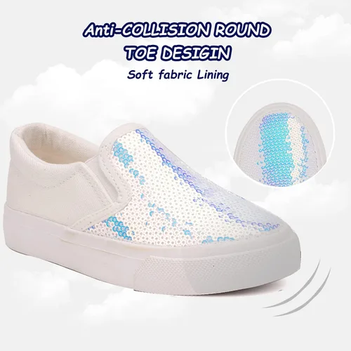 Vista 5 de Toandon Zapatillas planas brillantes con purpurina para niñas de 3 a 10 años