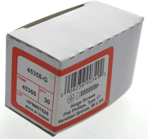 Vista 3 de Hillman 45366 Tornillos de madera Phillips de cabeza plana de bronce antiguo #9 x 3/4", paquete de 30