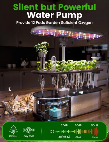Vista 7 de Sistema de cultivo hidropónico LetPot LPH-SE, kit de jardín de hierbas inteligente de 12 cápsulas para interior, jardín interior, controlado por APP