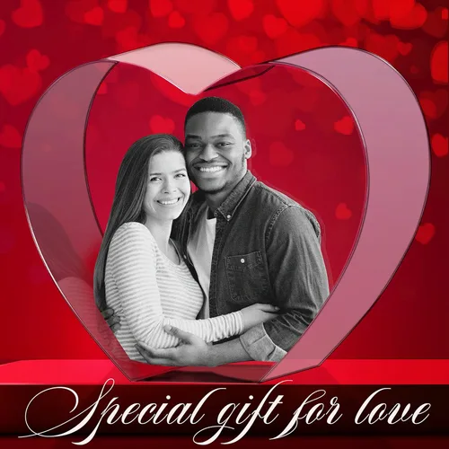Vista 8 de Corazón de fotos de cristal 3D personalizado, recuerdo de imagen grabado personalizado para parejas, aniversario, día de San Valentín, regalos