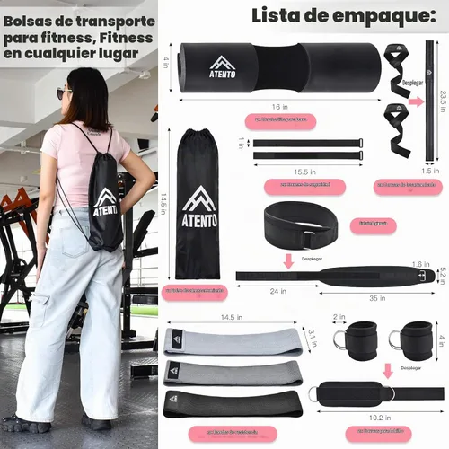 Vista 8 de ATENTO Juego de 10 Almohadillas para Barra con Cinturón de Levantamiento de Pesas, Almohadilla Gruesa Acolchada de Empuje de Cadera para Press