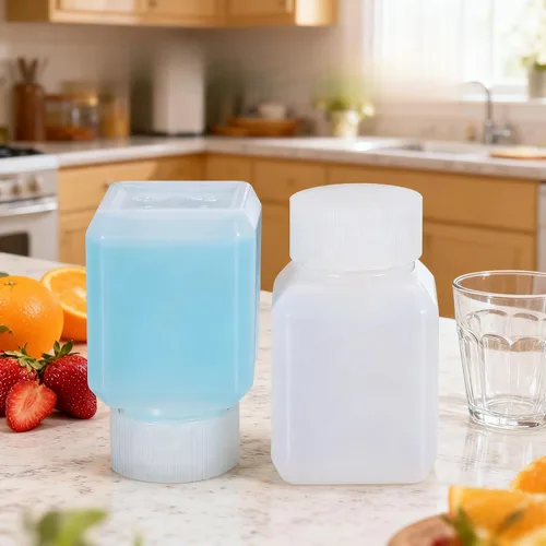 Vista 2 de Botellas de plástico recargables con tapas, botellas de viaje a prueba de fugas de HDPE, contenedores de viaje de grado alimenticio para líquidos