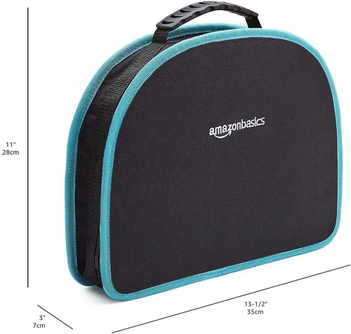 Vista 13 de Amazon Basics Juego de herramientas con bolsa redonda de fácil transporte, 104 piezas, turquesa, 14.4 x 11.4 x 3 pulgadas