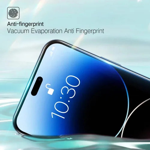 Vista 6 de PERFECTSIGHT Sapphire - Protector de pantalla antideslumbrante y antiluz azul, diseñado para iPhone 14 Pro, protección ocular de vidrio templado