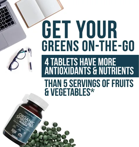Vista 7 de Tabletas de espirulina orgánica (360 tabletas) – Hecho con Parry® Spirulina, la mejor espirulina del mundo, mayor densidad de nutrientes –