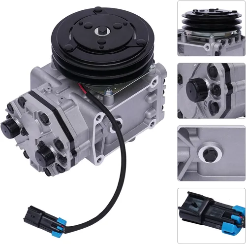 Vista 5 de Compresor de CA apto para Freightliner 1998-1997, para Kenworth, 2000-1996, para Peterbilt 2000-1996, reemplazo del compresor de aire acondicionado