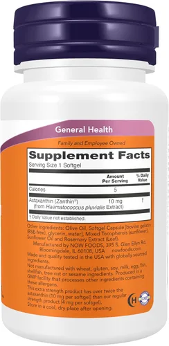Vista 2 de Now Suplementos, Astaxantina 10mg, Zanthin®, Fuerza Extra, 30 Cápsulas Blandas