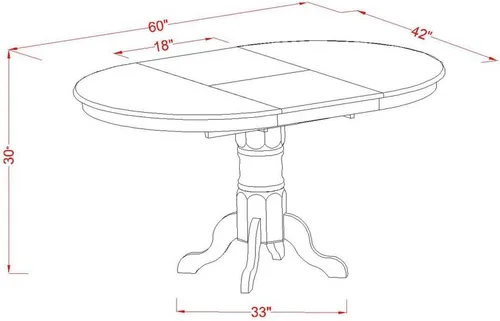 Vista 7 de East West Furniture KEVA7-ESP-W - Juego de comedor de 7 piezas compuesto por una mesa de comedor ovalada con hojas de mariposa y 6 sillas de asiento