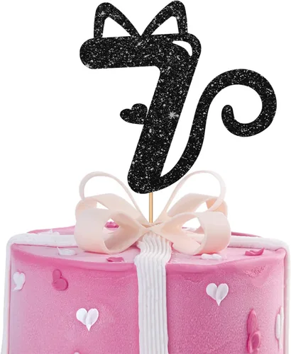 Vista 7 de Decoración para tartas de gato de cuatro años, decoración de pastel número 4 para bebé, suministros de fiesta de cumpleaños de gatito, decoración