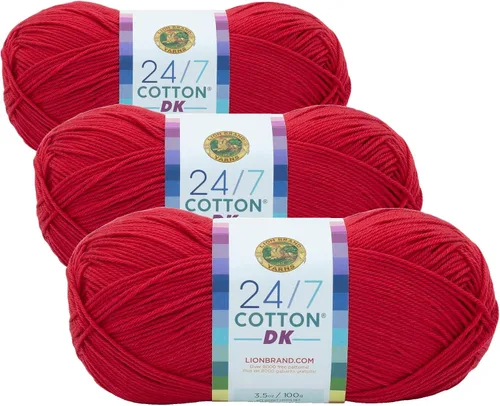 Vista 16 de Lion Brand Yarn Estampados DK de algodón 24/7, hilo para tejer, ganchillo y manualidades, azul, paquete de 1 Cotton Yarn for Knitting, Crochet