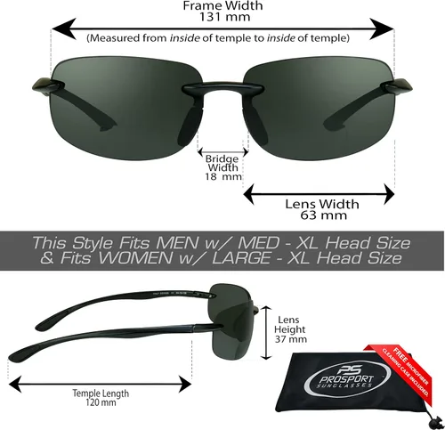 Vista 2 de proSPORT Lector de gafas de sol bifocales polarizadas para hombres y mujeres, duradero y ligero, estilo deportivo sin montura