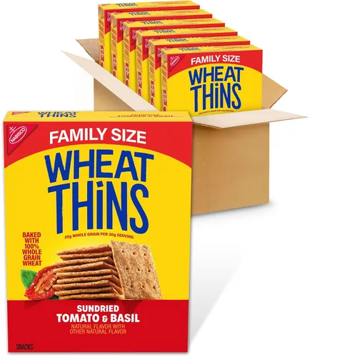 Vista 15 de Wheat Thins Galletas con un toque de sal, bajas en sodio, galletas integrales de trigo, paquetes a granel, 6 cajas de 8.5 onzas cada una Galletas