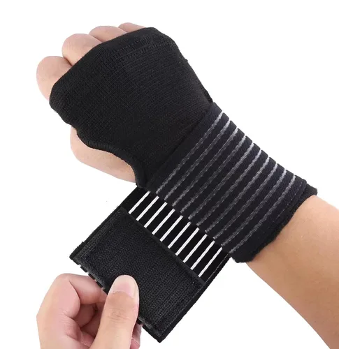 Vista 8 de Muñequera de soporte para la palma, muñequera de uso diario, túnel carpiano de compresión para aliviar el dolor de muñeca, guantes de fitness, Negro