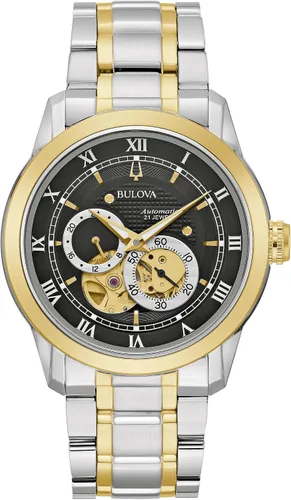 Vista 8 de Bulova Reloj automático clásico para hombre Sutton de 4 manos, subesfera de 24 horas, apertura abierta, auto-reloj, parte trasera de exhibición
