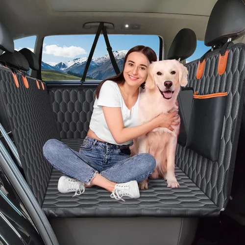 Vista 10 de Chumajor Extensor de asiento trasero para perros, soporta 400 libras, funda impermeable para asiento de automóvil para perro, parte inferior dura