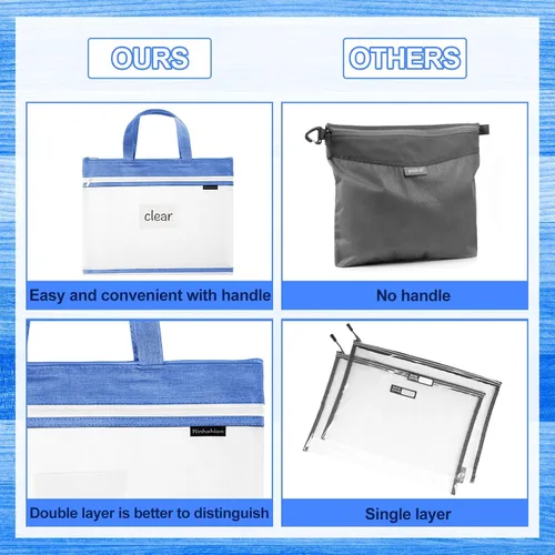Vista 7 de Zhehao 6 bolsas para libros de estudiantes con asa, bolsa de documentos, bolsa de proyectos para coser, bolsa de malla con cremallera, bolsa