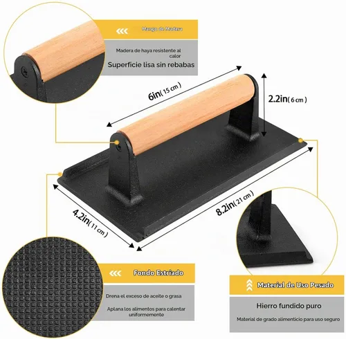 Vista 3 de HaSteeL Cúpula de fusión de 9 x 7 pulgadas y prensa de parrilla de 8 x 4 pulgadas, cubierta rectangular para vaporizar y prensa de tocino