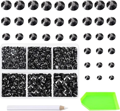 Vista 13 de AD Beads 4500 diamantes de imitación termoadhesivos con parte trasera plana, 6 tamaños (0.079-0.236 in), gemas de cristal redondas con pinzas