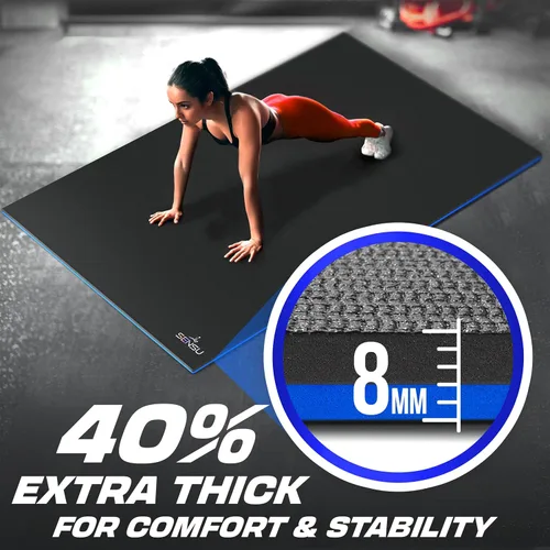 Vista 4 de Sensu Large Exercise Mat – Extra Thick Non-Slip Workout Mat for Home Gym, Durable Shoe-Friendly Fitness Mat for Strength Training, Stretching