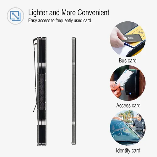 Vista 3 de GEIT Billetera minimalista para hombre, delgada de metal de aluminio con soporte magnético para tarjetas de identificación, cartera de tarjetas