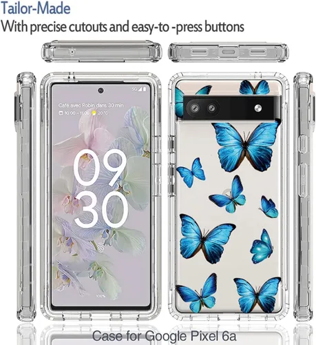 Vista 5 de Funda para Pixel 6A, (no compatible con Pixel 6) GX7AS con protector de pantalla de vidrio templado, suave 360 cuerpo completo a prueba de golpes