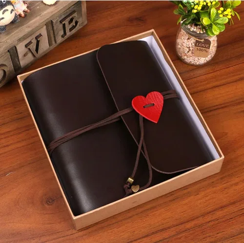 Vista 4 de Álbum de fotos de cuero con correa de cuero, álbum de fotos hecho a mano, álbum de fotos creativo, libro de recuerdos utilizado para almacenar fotos