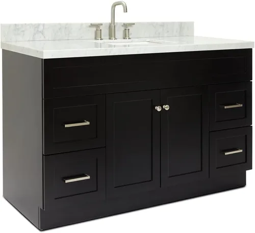 Vista 8 de ARIEL Hamlet - Mueble de baño de 54 pulgadas con fregadero, madera maciza, encimera de mármol italiano de Carrara de 1.5 pulgadas, fregadero