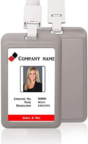 Vista 8 de Estuche protector de plástico vertical negro duro con ventana transparente con cordón desmontable para tarjetas de identificación de oficina