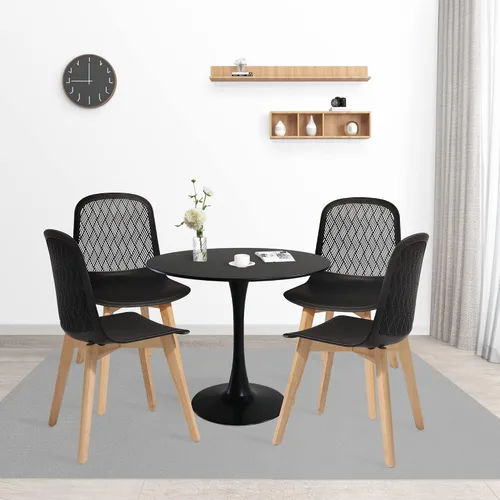 Vista 2 de KM Legend Sillas modernas sin brazos con patas de madera para sala, dormitorio, cocina, comedor, sala de espera, restaurantes, cafeterías, juego