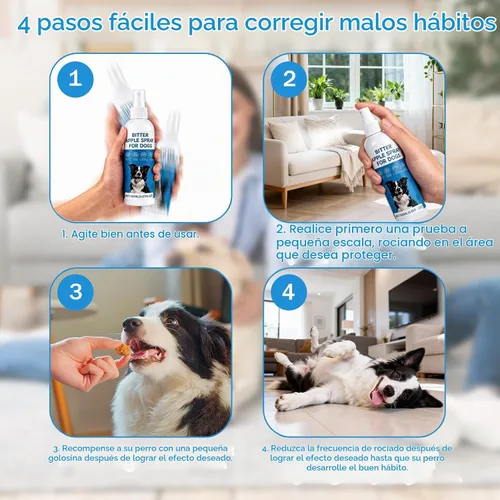 Vista 5 de Spray de manzana amarga para perros, sin alcohol, sin masticar y disuasorio para perros para dejar de masticar y lamer, proteger muebles, zapatos