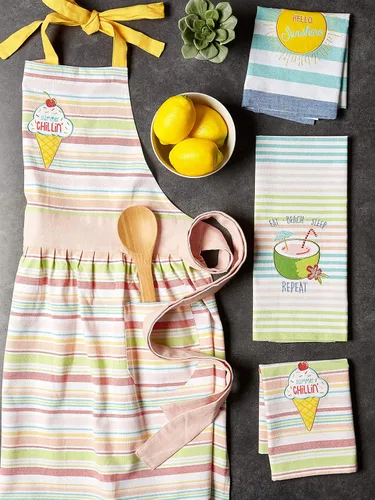 Vista 2 de DII Women's Spring & Summer Apron Collection Adjustable, Two Large Pockets & Extra Long Ties, One Size Fits Most Chillin de verano