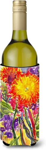 Vista 25 de Caroline's Treasures 6015LITERK Flower – Bird of Paradise Botella de vino Hugger Botella Enfriador de Frigorífico Hugger Funda Abrazadora Lavable a