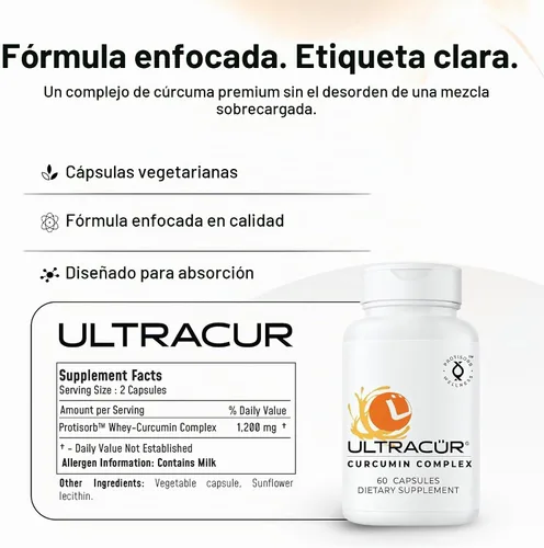 Vista 4 de UltraCur - Curcumina Cúrcuma - Curcumina de acción rápida altamente biodisponible - 60 cápsulas vegetarianas