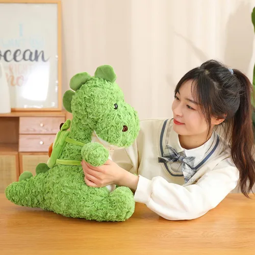Vista 3 de Lindos animales de peluche suaves de dinosaurio, juguetes de peluche de dinosaurio, almohada de dinosaurio para abrazar, muñeca de dinosaurio