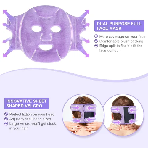 Vista 3 de Atsuwell - Juego de mascarillas faciales de hielo refrescante Gel Eye Mask for Puffy Eyes and Migraine Relief, Reusable 6 Gel Cold Packs for