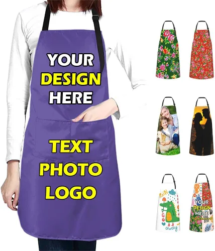 Vista 41 de Delantales impermeables personalizados para diseñar tu propia imagen, logotipo, texto, añadir fotos, delantal para cocinar hornear, 33 x 27.5