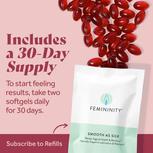 Vista 6 de Feminidad suave como las cápsulas blandas de seda para la sequedad vaginal 30 días de recarga Aceite de espino amarillo con 365 mg de Omega 7 más