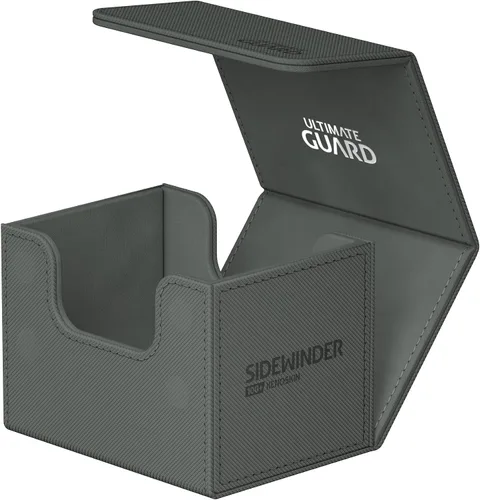 Vista 4 de Ultimate Guard Sidewinder 100+, caja de cubierta para 100 tarjetas TCG de doble manga, gris, cierre magnético y forro interior de microfibra para un