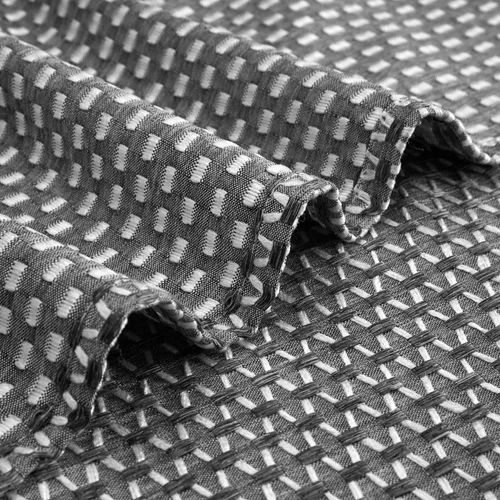 Vista 5 de Park Lane Juego de 4 paneles de ventana con bolsillo para barra de onda, color gris oscuro, 2 paneles de jacquard y 2 paneles transparentes