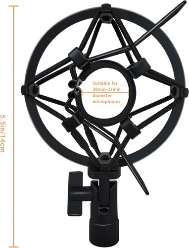 Vista 7 de Soporte de Micrófono con Amortiguación y Clip de Micrófono para Samson Q2U SM58 ATR2100-USB Behringer Xm8500, Soporte de Clip de Micrófono