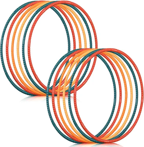 Vista 12 de Sratte 12 aros de juguete desmontables y ajustables para niños, anillo de ejercicio de color, círculo de plástico para niños y adolescentes,