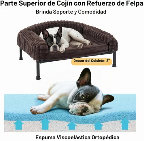Vista 3 de Veehoo Cama elevada para perros con cojín de cojín, sofá cama de felpa esponjosa para perros pequeños, gatos, cuna elevada lavable para mascotas