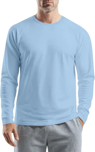 Vista 22 de Camisetas para hombre, manga larga, color sólido, cuello redondo, camisetas básicas informales, M-3XL