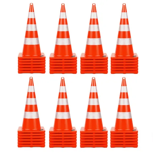 Vista 13 de BATTIFE Paquete de 6 conos de seguridad de tráfico de 18 pulgadas con collares reflectantes, cono de construcción naranja de PVC para el hogar