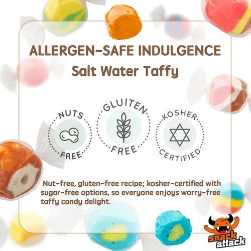 Vista 7 de Snack Attack Caramelos de agua salada envueltos individualmente a granel de 1 libra – Caramelos masticables de agua salada, sabores costeros