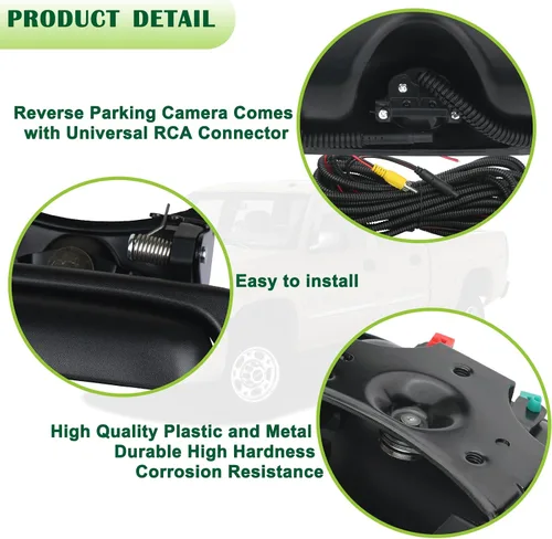 Vista 4 de Cámara de respaldo con manija de puerta trasera Cámara de visión trasera con manija de cierre de puerta Compatible con 1999-2007 Chevrolet Chevy