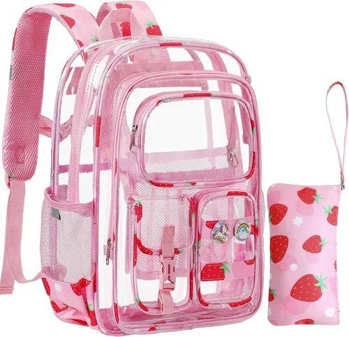 Vista 16 de Mochila transparente de tres capas, bolsa transparente resistente para niños, mochila transparente para niñas y niños (beige)