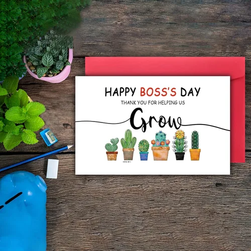 Vista 4 de Huameigf Tarjeta de feliz día del jefe, linda tarjeta de regalo para jefa, tarjeta de agradecimiento de empleado, divertida tarjeta de regalo